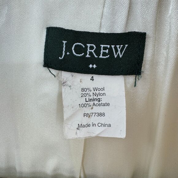 J. CREW Classic Long Cream Beige Wool Peacoat Size 4 - Picture 10 of 10